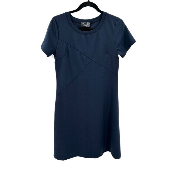 MOTHER BEE APPAREL Navy Blue Short Sleeve Maternity Dress Size Large - Picture 1 of 5